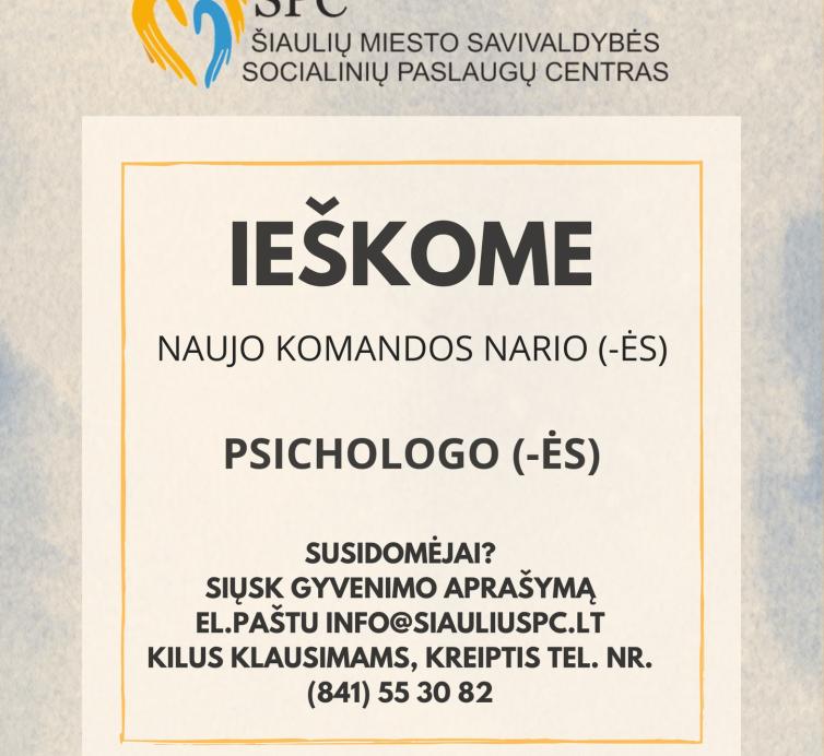 Ieškome naujo komandos nario (-ės) Psichologo (-ės)