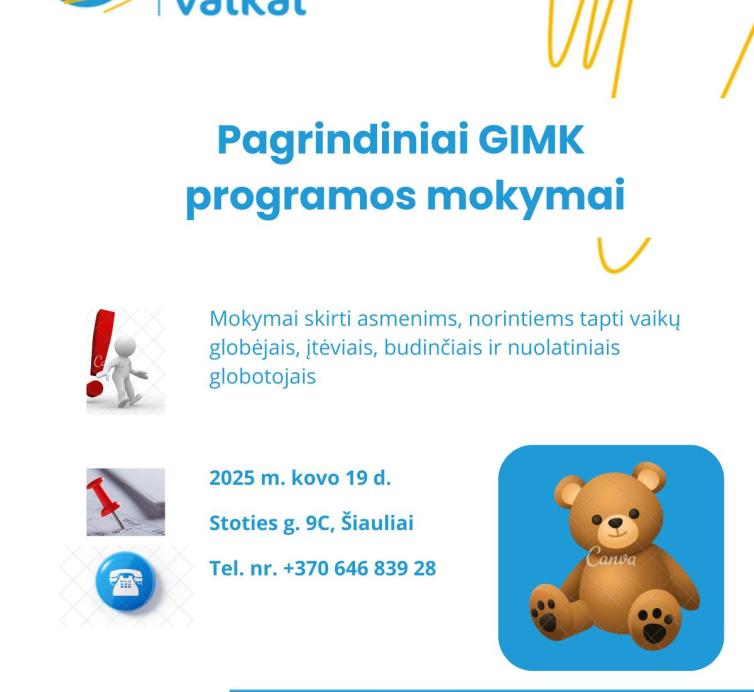 Pagrindiniai GIMK programos mokymai